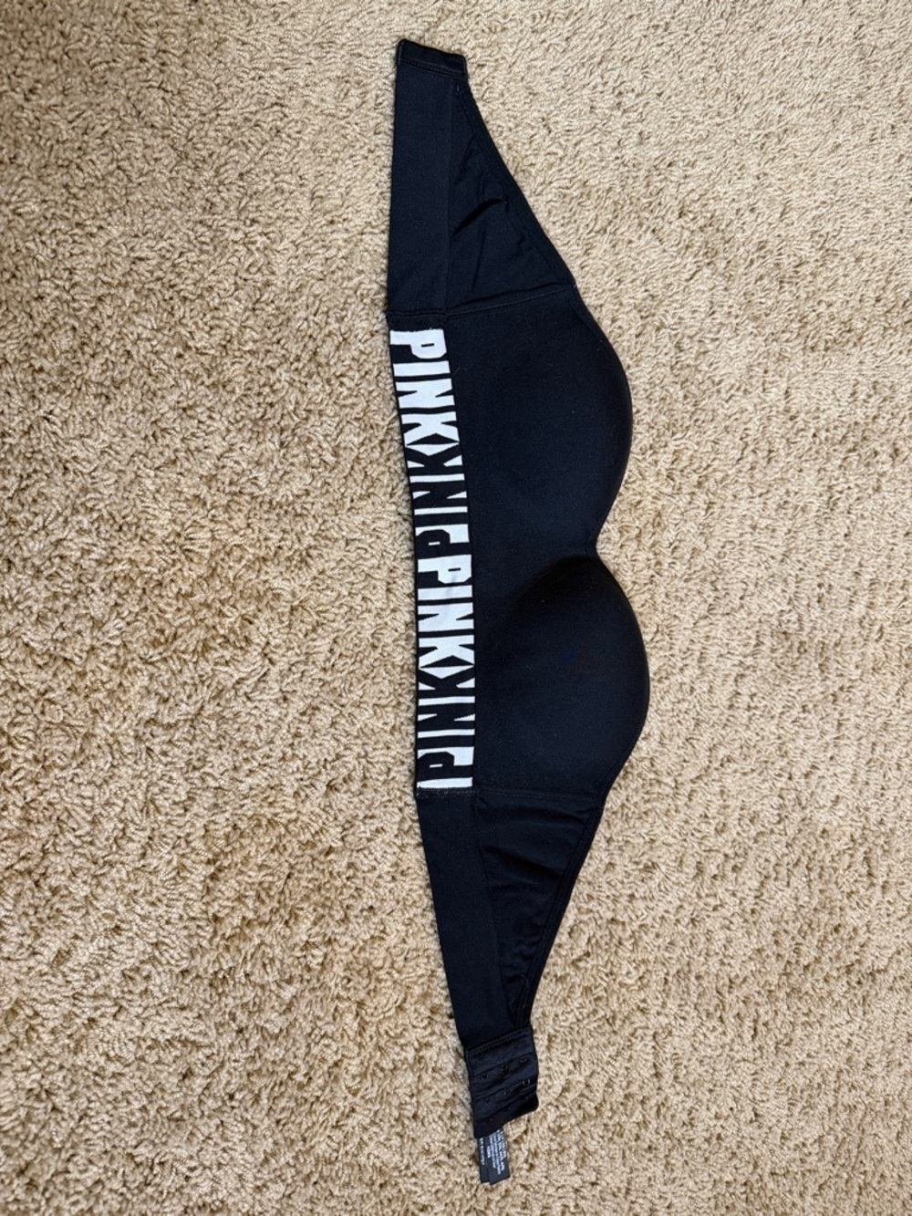 PINK Victoria's Secret Black Logo Bandeau Bra